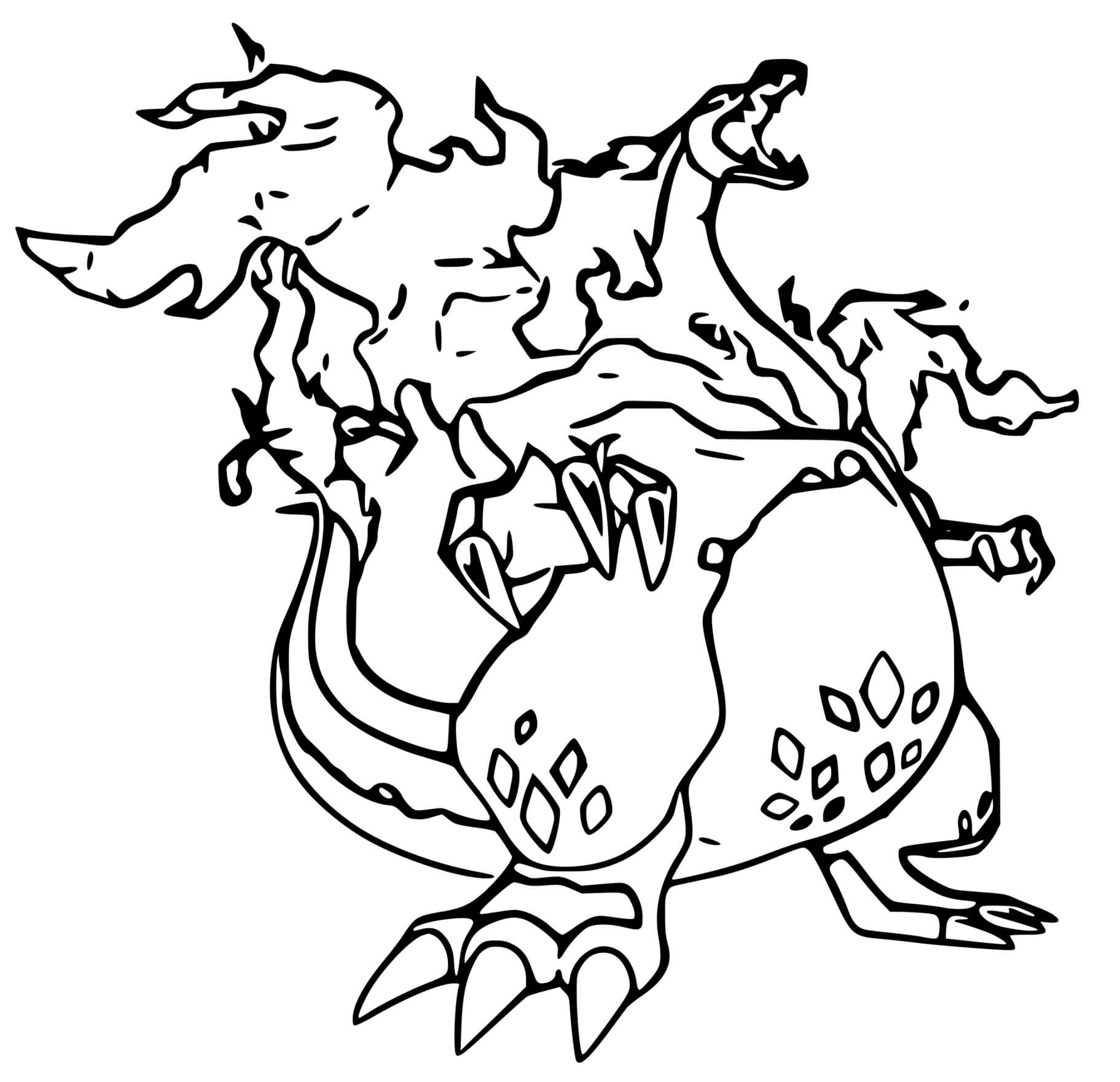 Coloriage Dracaufeu Gigamax Gigantamax Charizard - Dracaufeu à imprimer